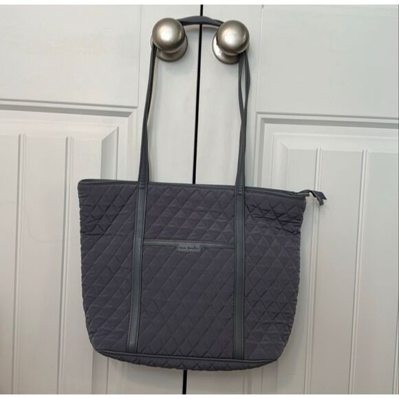 Vera Bradley Classic Tote Bag Gray Quilted Twill Minimalist Casual Weekender